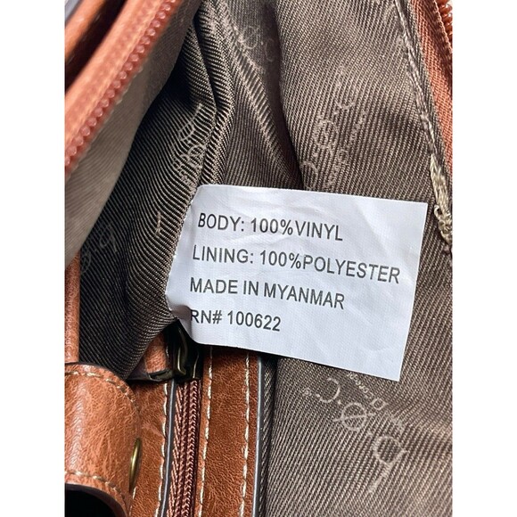 b.ø.c Born Concept Cognac Brown Faux Leather Crossbody Bag Messenger Purse - Picture 11 of 16